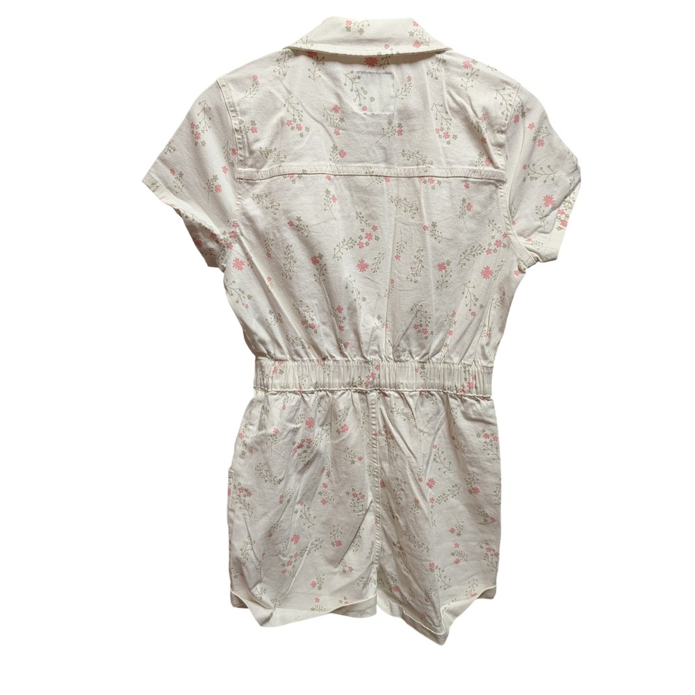 Celebrity Pink Romper Womens S White Pink Excellent Floral Snap Front Utility - Picture 3 of 3